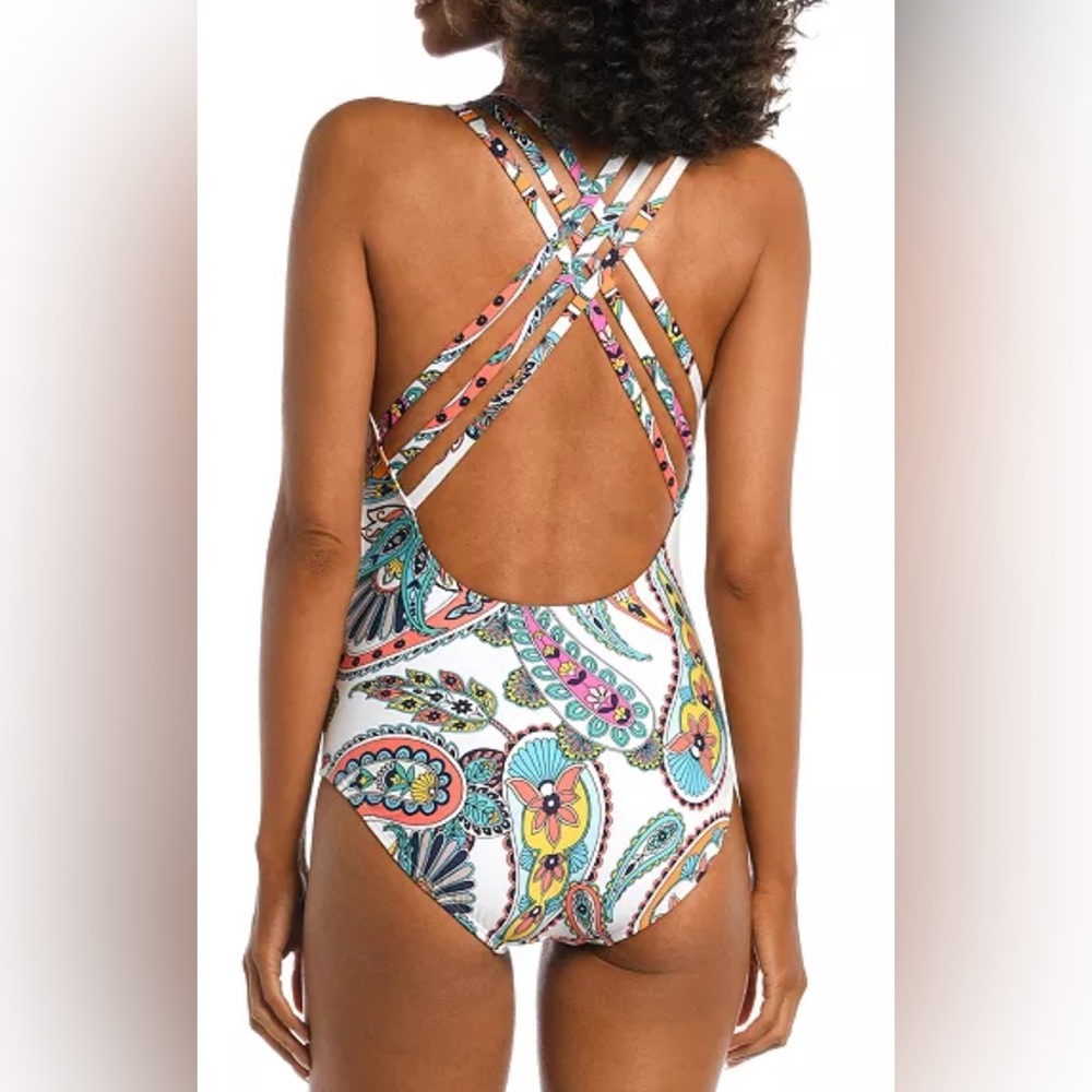 La Blanca Women's Pave The Way Multi Strap Cross Back One Piece Swimsuit New - Picture 2 of 7